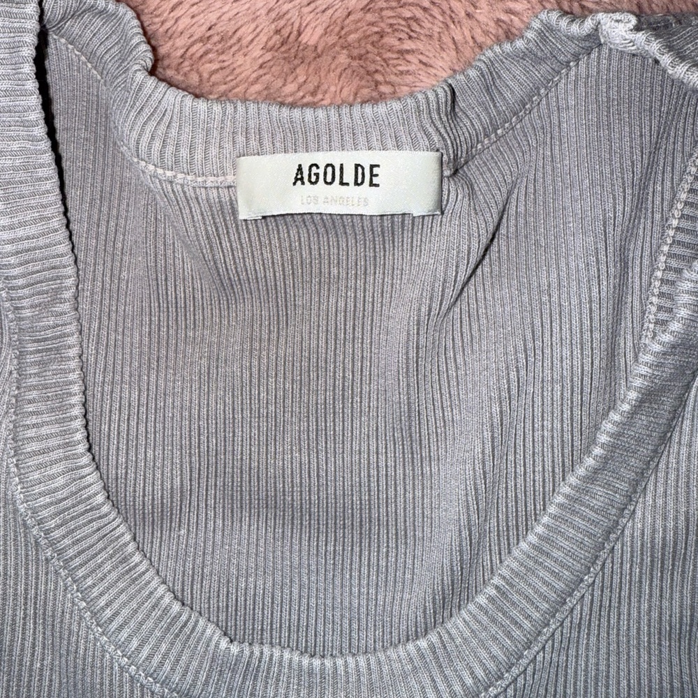 Agolde Gray Fitted Sleeveless Tank Top - Picture 2 of 3